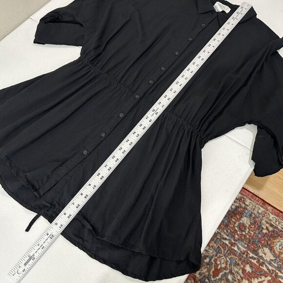 L Space Womens Top Extra Small Black Pacifica Tunic Button Front Shirt Cover-Up - Picture 5 of 10